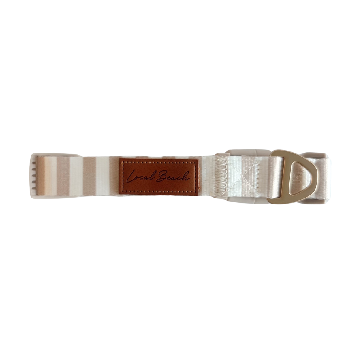Local Beach Stripe Adjustable Dog Collar Tan