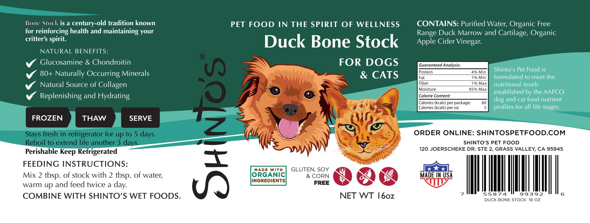 Duck Bone Marrow Stock - Nutrient-Rich Broth for Dogs & Cats