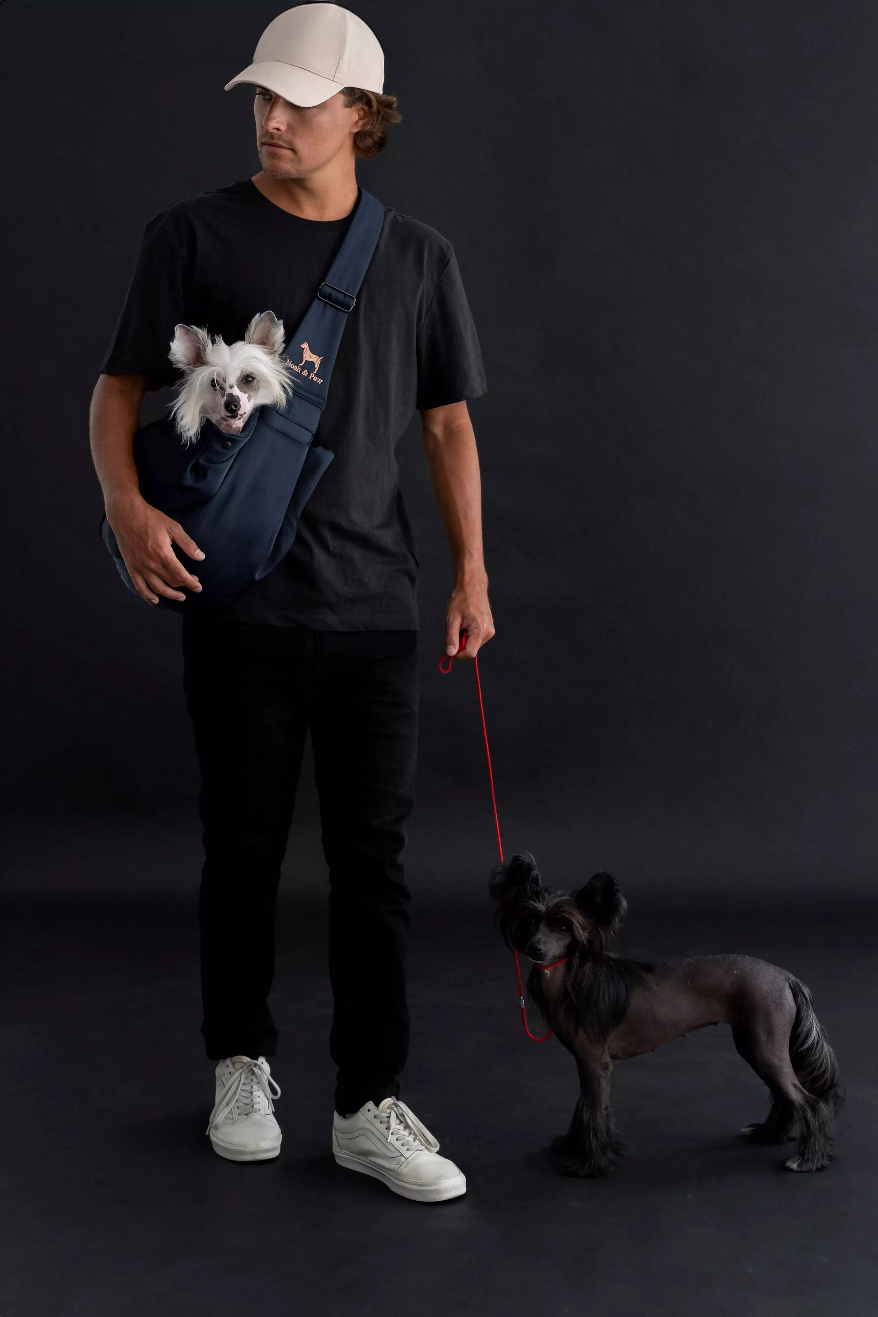 Premium Twill Pet sling Carrier, Snap Style, Black