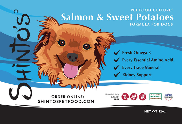 Shinto’s Salmon & Sweet Potato Renewal Formula fresh dog food packaging