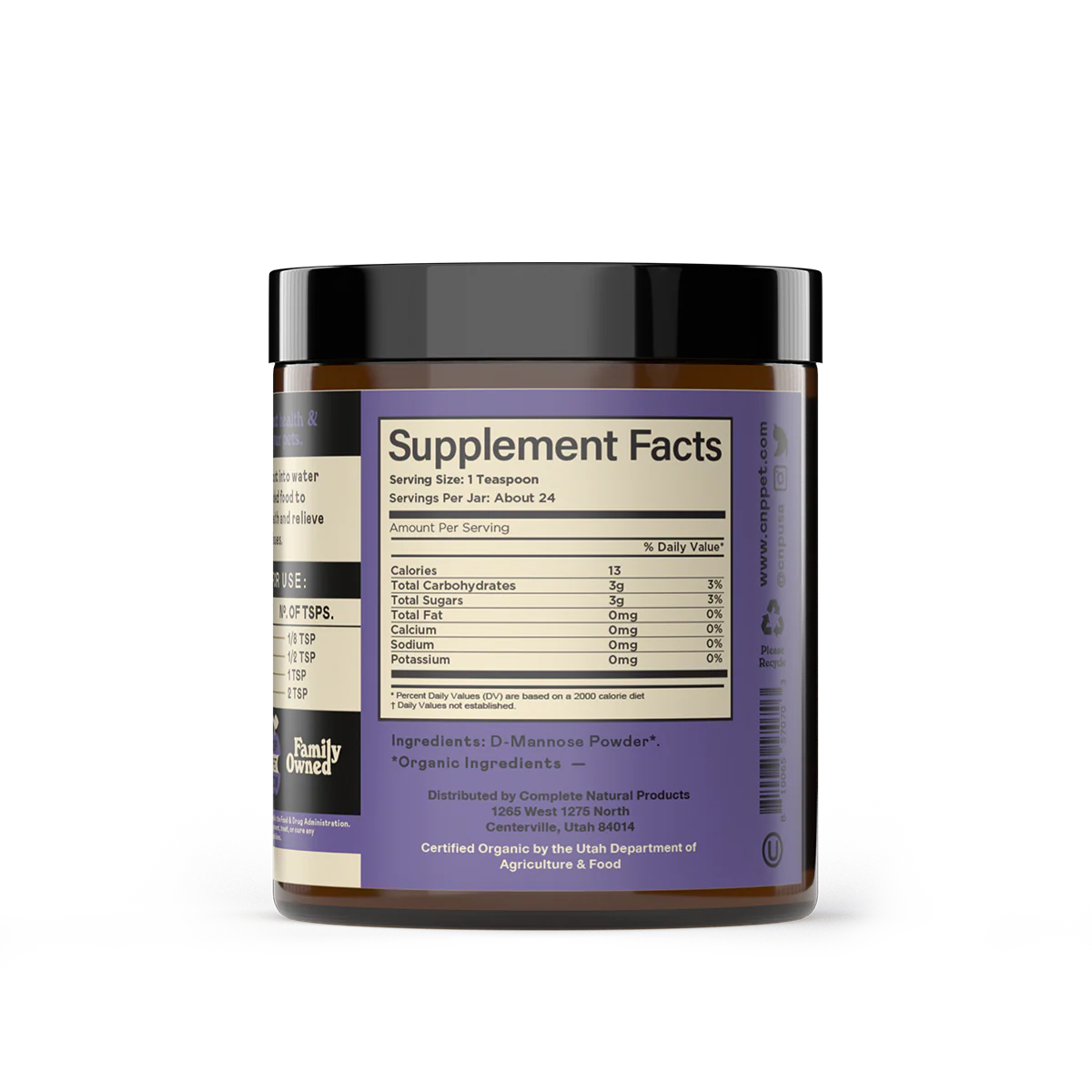 Organic D-Mannose Powder for Dogs & Cats - Complete Natural Products
