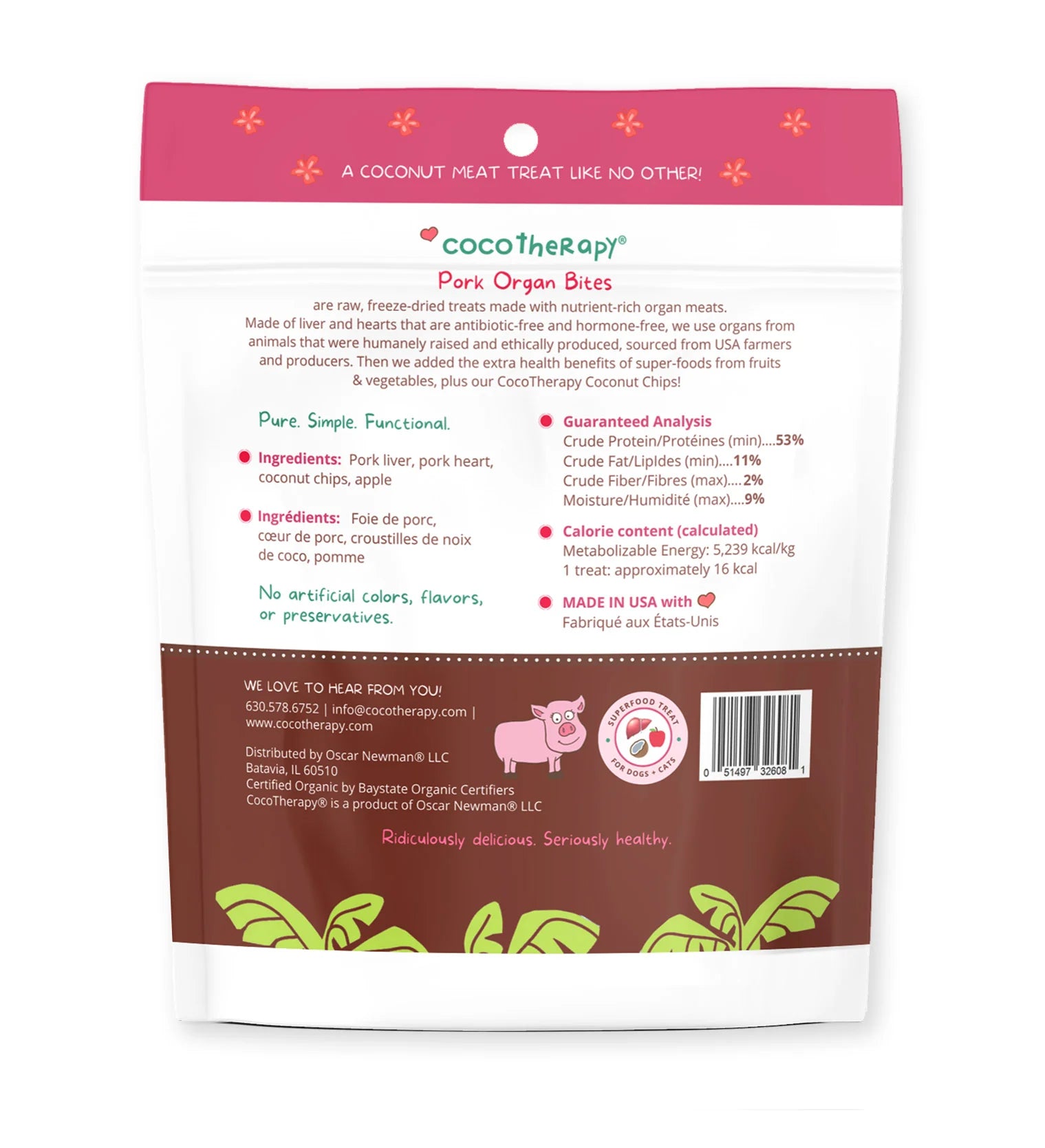 CocoTherapy Pork Organ Bites - Pork & Apples 3 oz