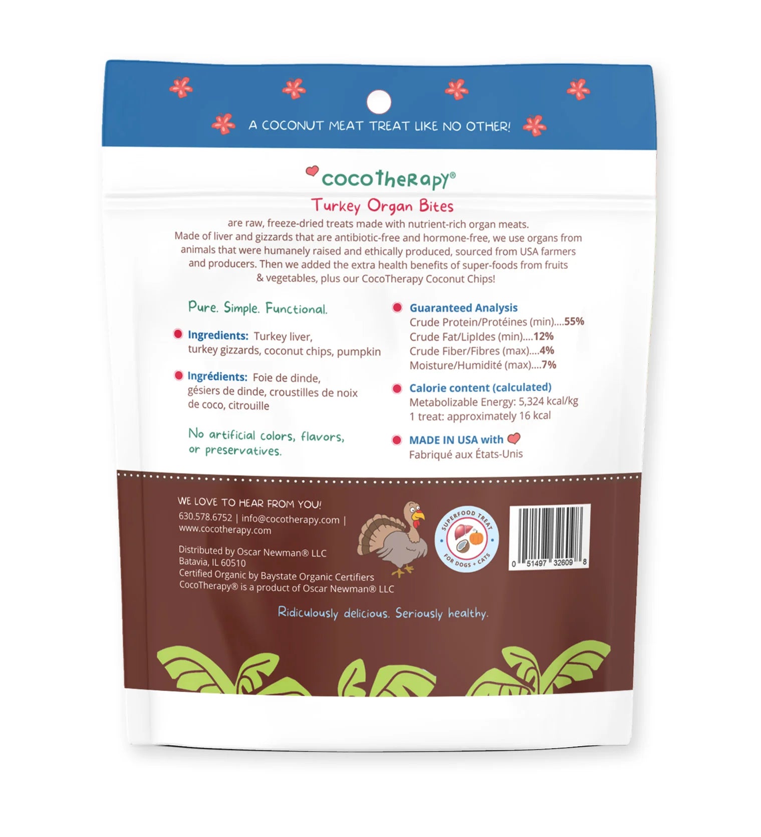 CocoTherapy Turkey Organ Bites - Turkey & Pumpkin 3 oz
