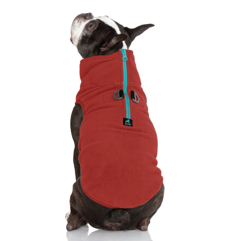 Gooby Half Zip Up Fleece Vest - Burgundy