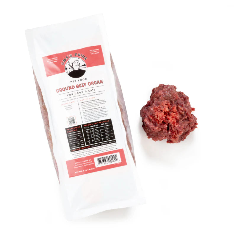 Oma's Pride Ground Beef Organ for Dogs & Cats 1 lb