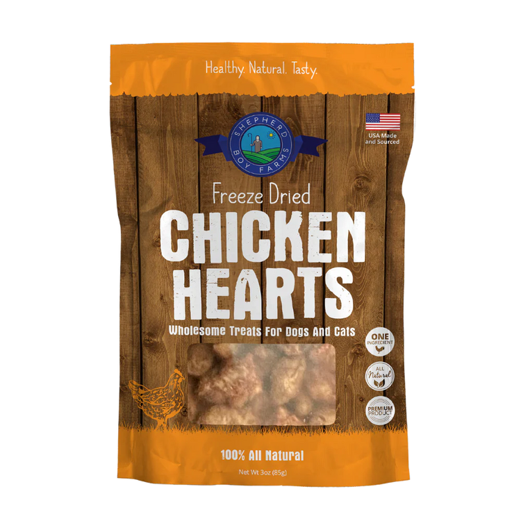 Shepherd Boy Farms Freeze-Dried Chicken Hearts – 3 oz