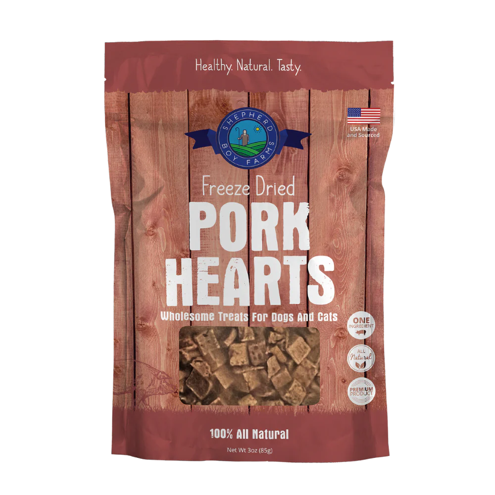 Freeze-Dried Pork Hearts 3oz | Shephard Boy Farms