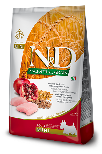 Farmina N&D - Ancestral Grain Chicken, Spelt, Oats & Pomegranate Recipe for Adult Mini Dogs - 5.5 lb