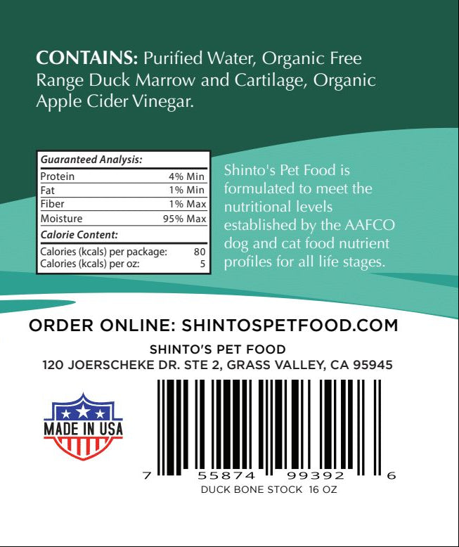 Duck Bone Marrow Stock - Nutrient-Rich Broth for Dogs & Cats