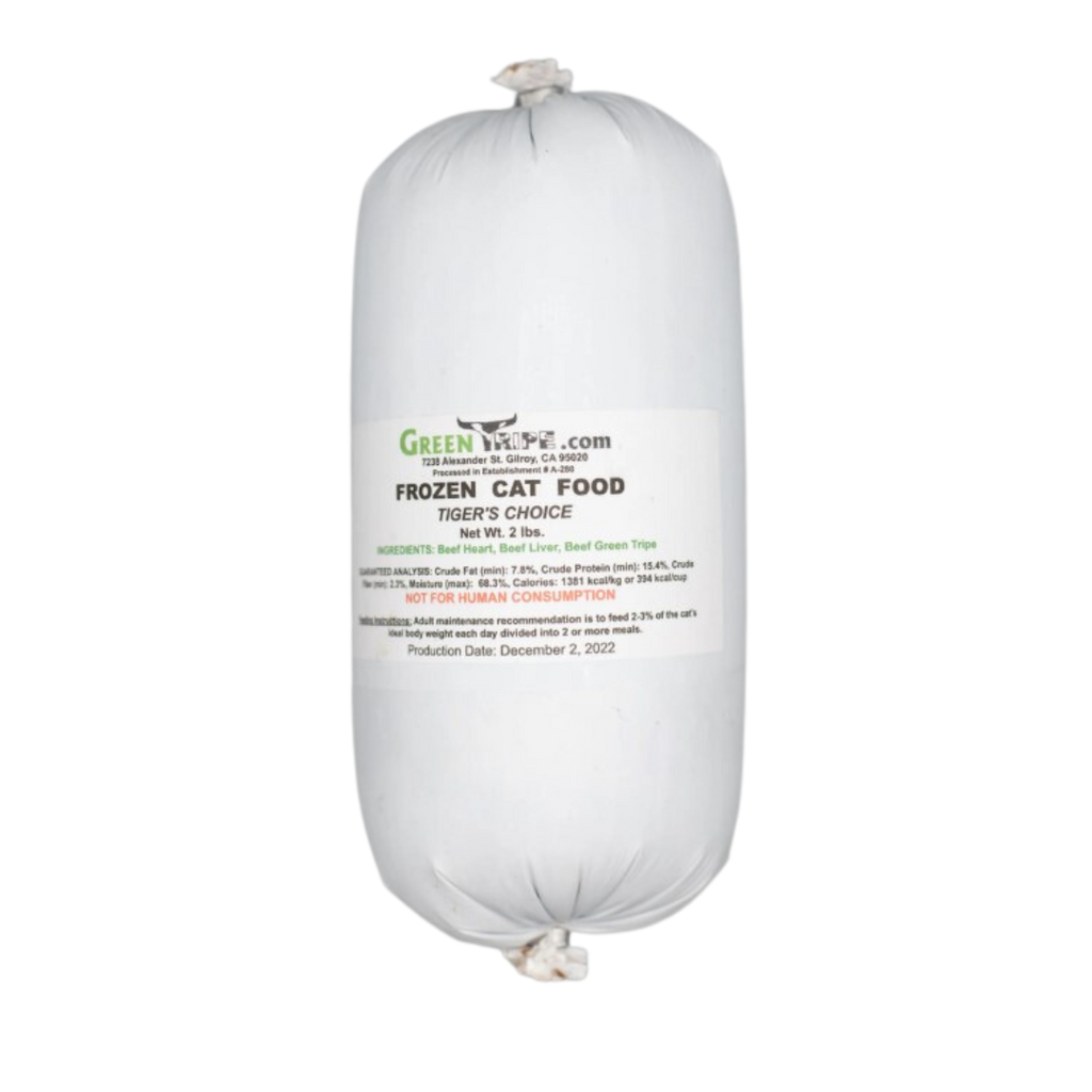 Green Tripe Tiger’s Choice Frozen Cat Food – Beef Green Tripe Formula