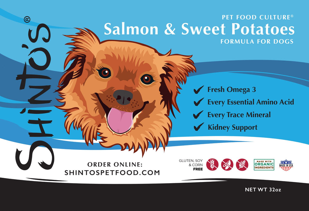 Shinto’s Salmon & Sweet Potato Renewal Formula fresh dog food packaging