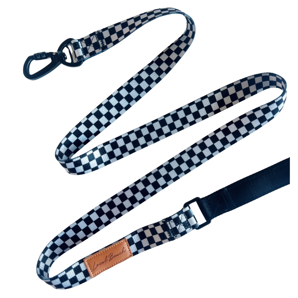 Local Beach Checker 5ft Dog Leash Black/Gray