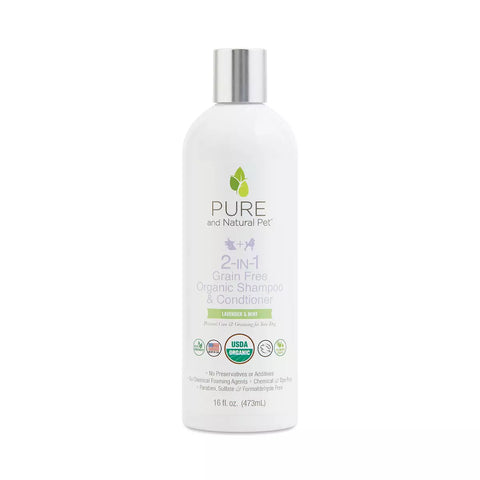 Pure & Natural Pet 2-in-1 Dog Shampoo – Lavender & Mint, 16 oz