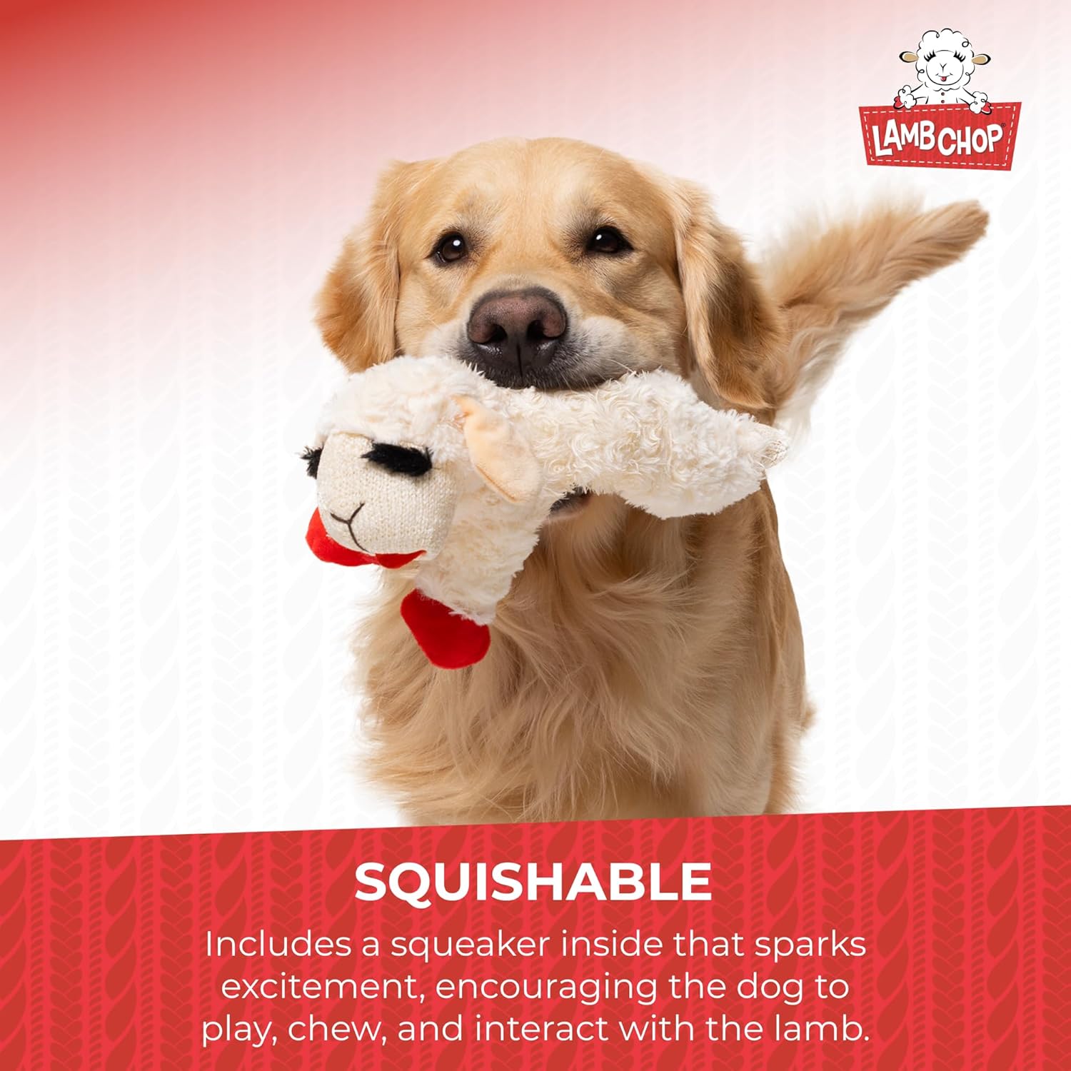 Lamb Chop Dog Plush Toy  – Soft, Squeaky Dog Toy for Playtime & Cuddles