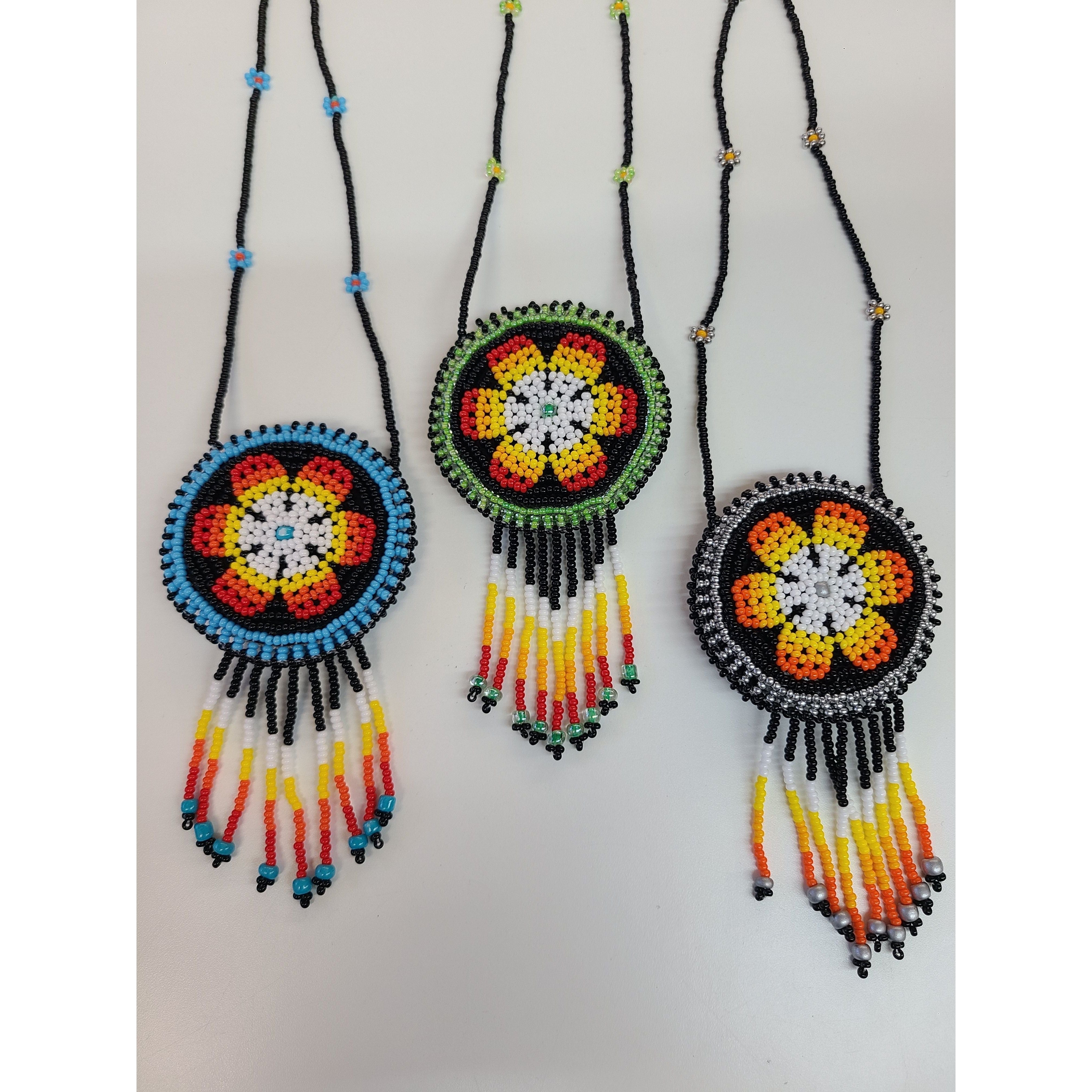 Handmade Beaded Medicine Pouch Necklace – Native-Inspired Artisan Craft