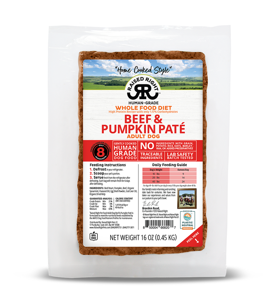 Raised Right Beef & Pumpkin Pâté Gently Cooked Dog Food