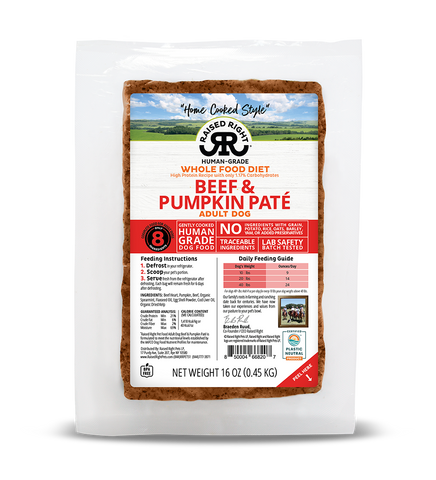 Raised Right Beef & Pumpkin Pâté Gently Cooked Dog Food