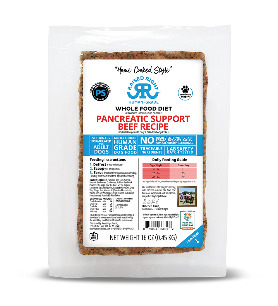 Raised Right Gently Cooked Frozen Pancreatic Support Beef Recipe