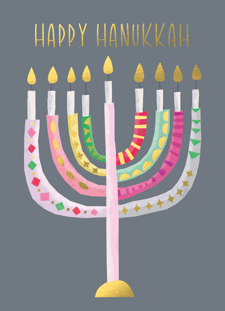 Calypso Cards – Grey Menorah Greeting Card
