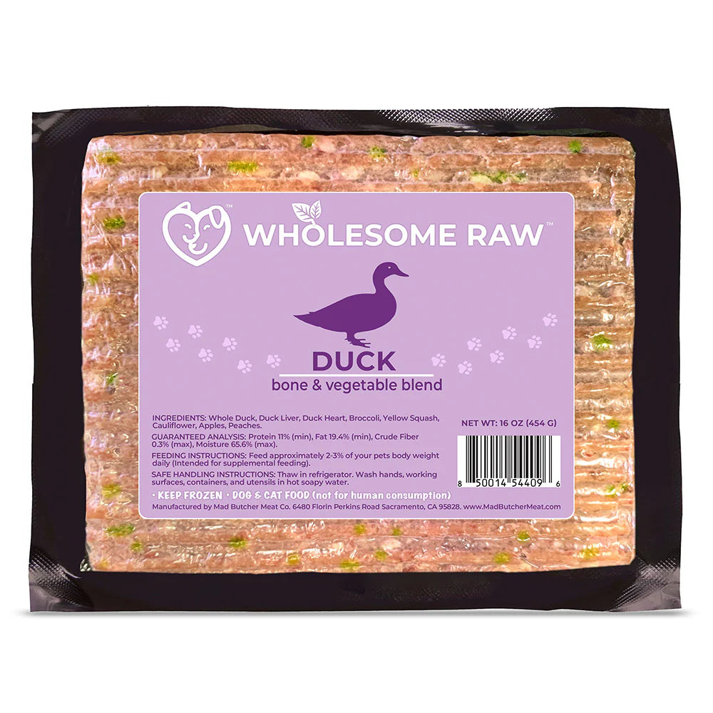 Duck & Vegetable Mix Raw Food - Frozen Raw Pet Food Mad Butcher