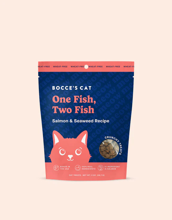 One Fish, Two Fish Cat Treats by Bocce’s Cat – Salmon & Seaweed Recipe, All-Natural, Grain-Free Treats for Your Feline
