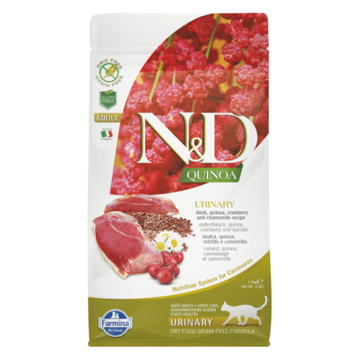 Farmina N&D Quinoa Duck, Cranberry & Chamomile Urinary Dry Cat Food – 3.3 lbs
