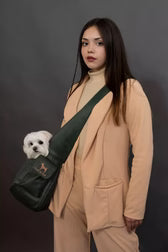 Vegan Leather Pet Sling Ruffle Style | Noah & Paw