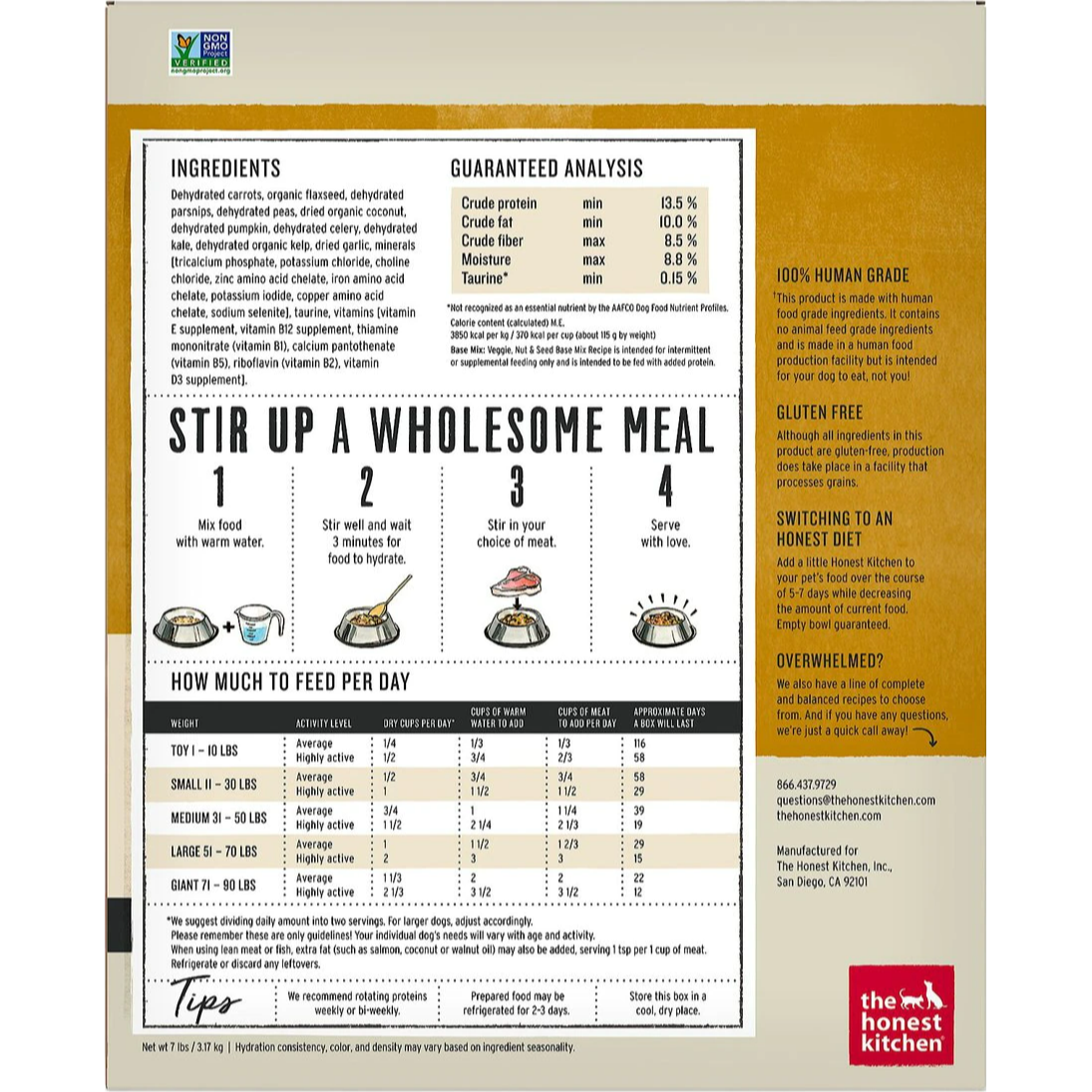 The Honest Kitchen Grain-Free Veggie, Nut & Seed Base Mix – Human-Grade Dog Food