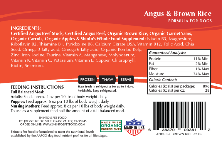 Shinto’s Angus & Brown Rice Formula – Premium Wet Dog Food