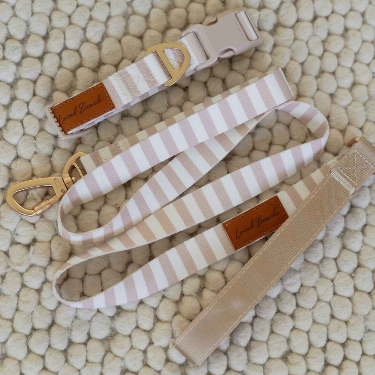Local Beach Stripe 5ft Dog Leash Tan