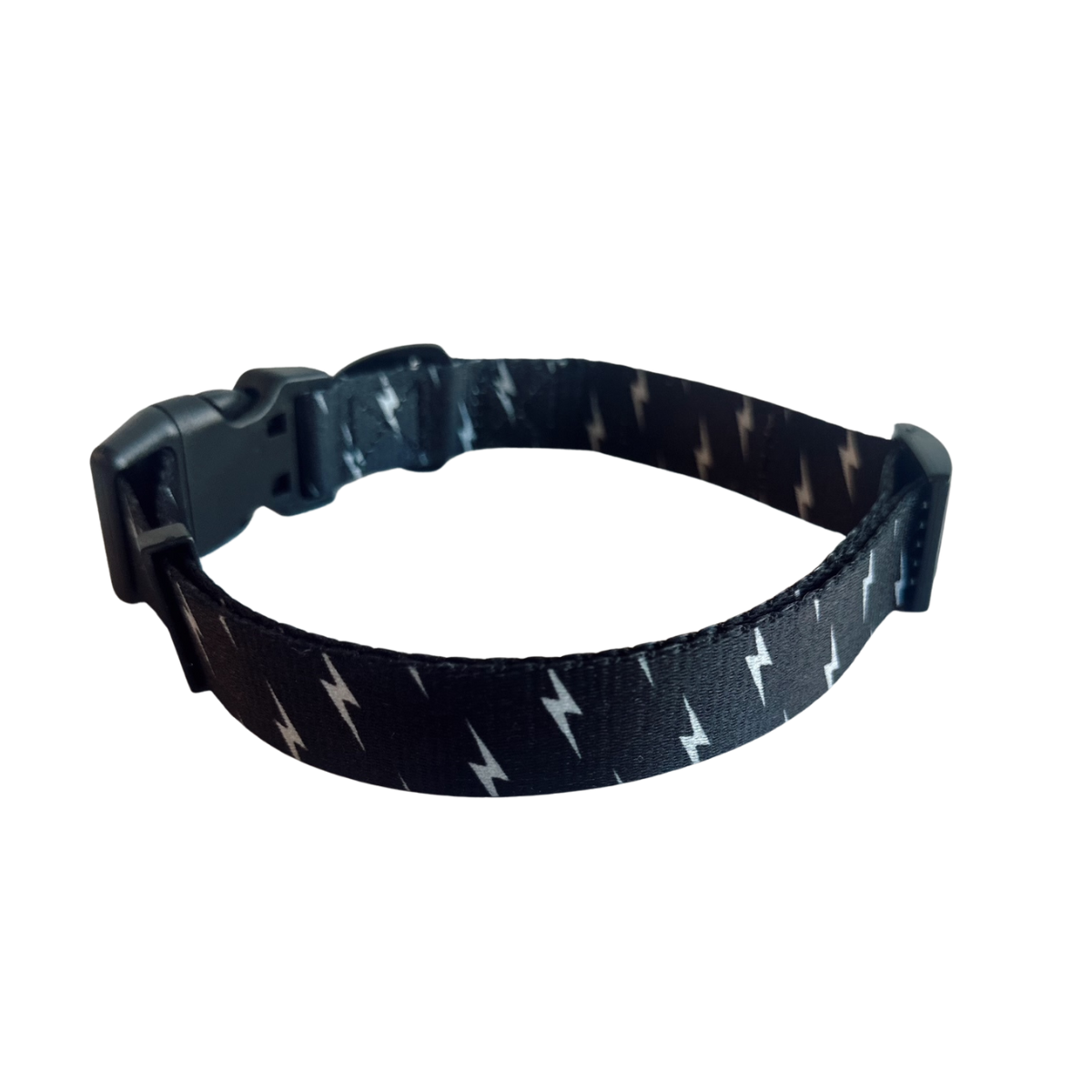 Local Beach Lightning Bolt Adjustable Dog Collar Black