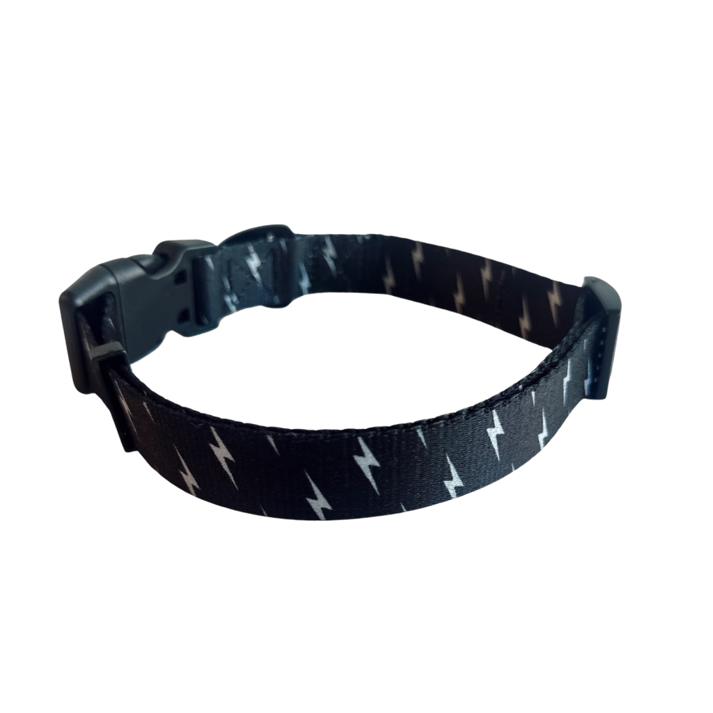 Local Beach Lightning Bolt Adjustable Dog Collar – Black