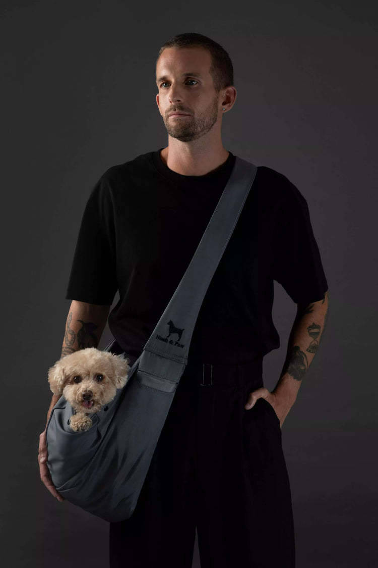 Premium Twill Pet sling Carrier, Snap Style, Black
