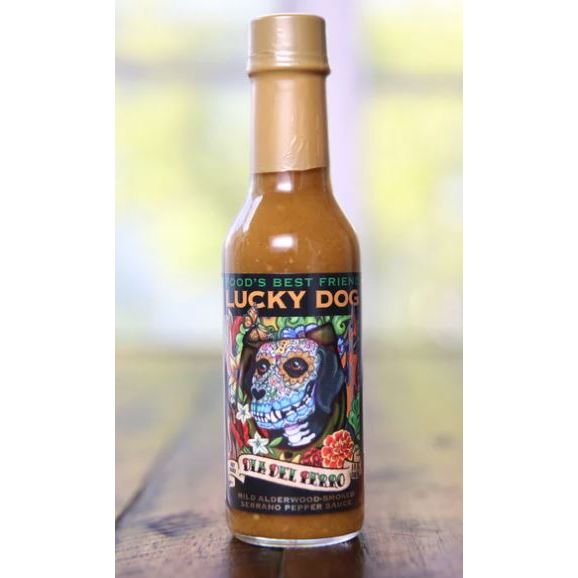 Lucky Dog Hot Sauce – Dia Del Perro, Alderwood-Smoked Serrano, Mild Heat, 5 oz