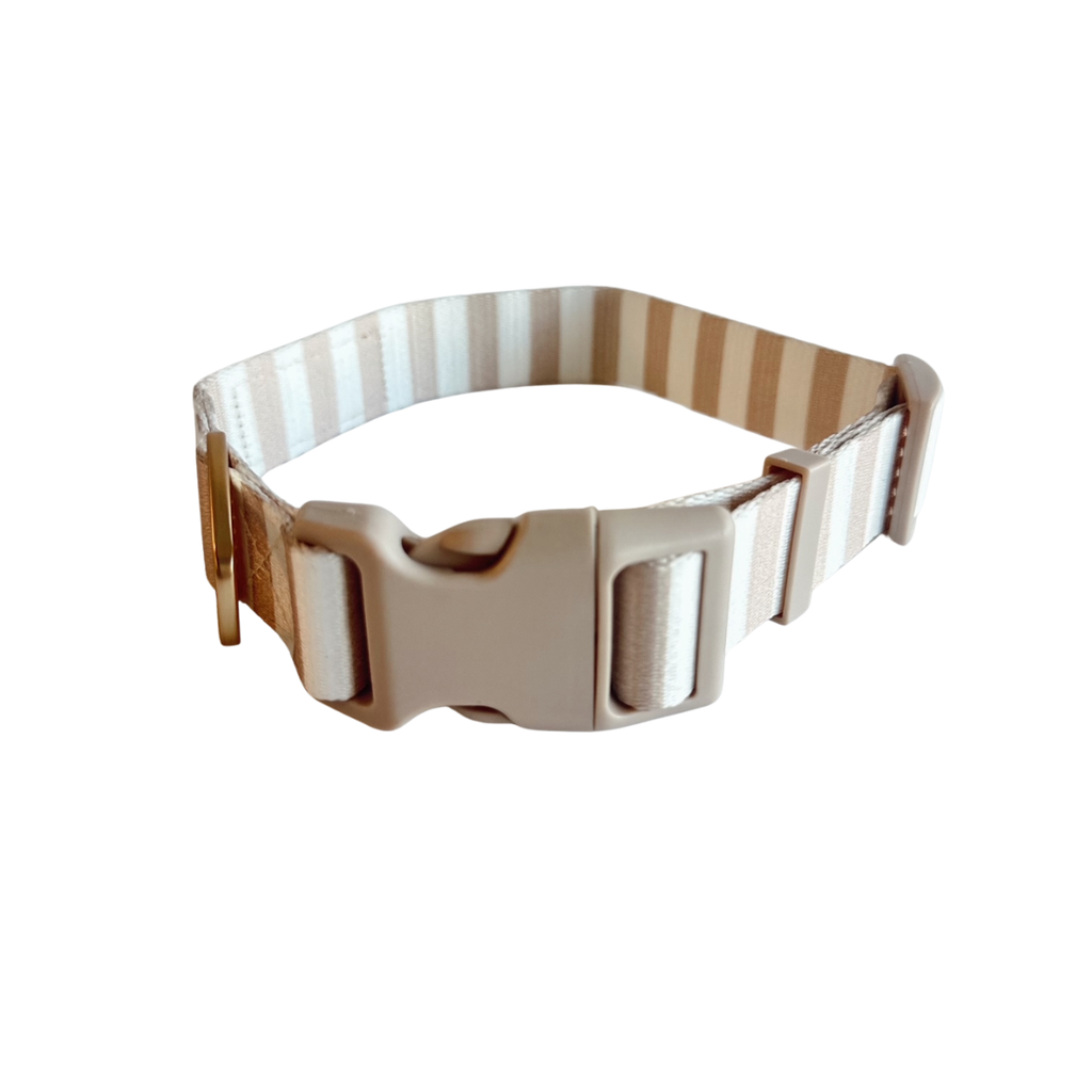 Local Beach Stripe Adjustable Dog Collar – Tan