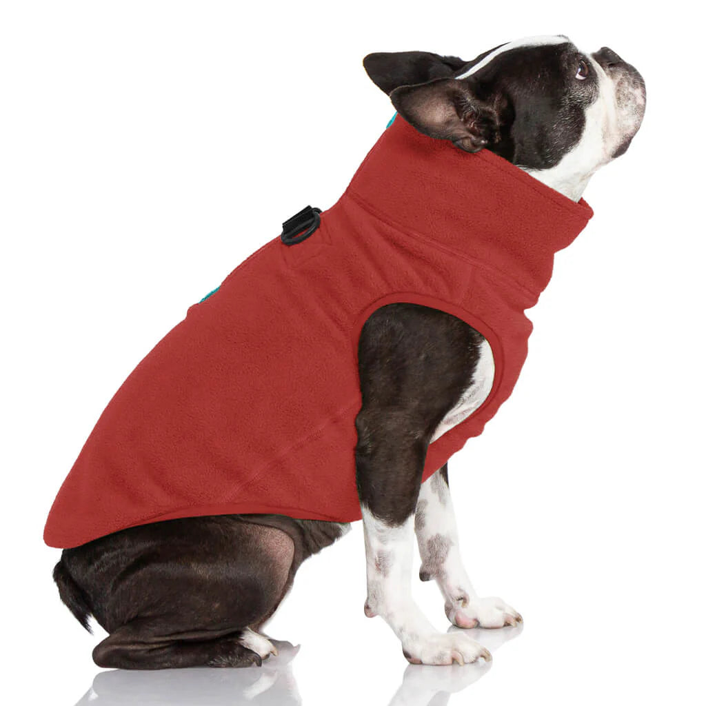 Gooby Half Zip Up Fleece Vest - Burgundy