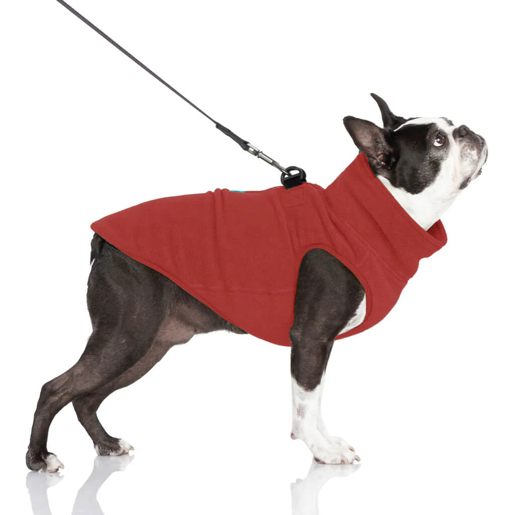 Gooby Half Zip Up Fleece Vest - Burgundy
