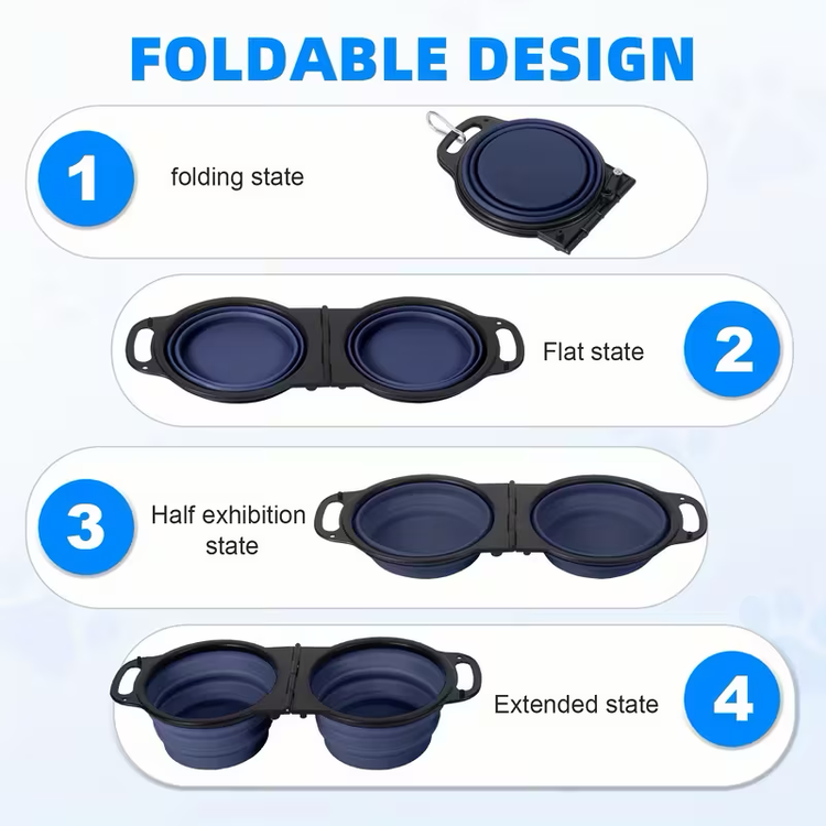 Collapsible Double Travel Dog Bowl – 350 ml Each