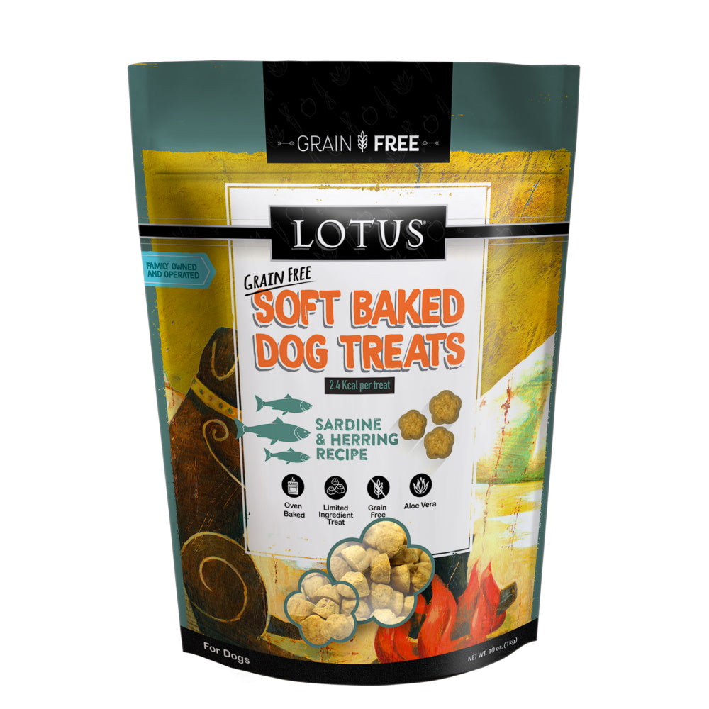 Lotus Soft-Baked Sardine & Herring Grain-Free Dog Treats – 10-oz Bag