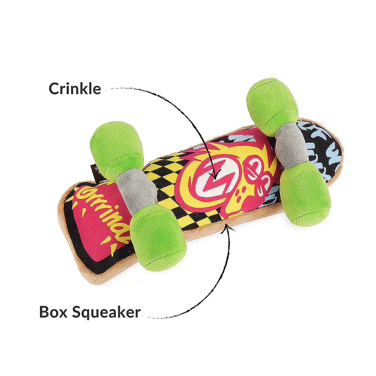 P.L.A.Y. 90’s Skateboard Dog Toy – Retro Plush Toy with Squeaker for Stylish Pups