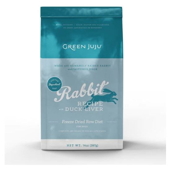 Green JuJu Freeze-Dried Raw Dog Food – Rabbit Recipe with Duck Liver - 14 oz