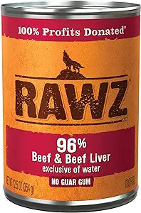 RAWZ 96% Beef & Beef Liver Wet Dog Food – 12.5 oz