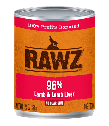 RAWZ 96% Lamb & Lamb Liver Wet Dog Food – 12.5 oz