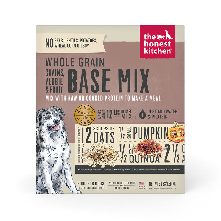 The Honest Kitchen Whole Grain Base Mix – Veggie & Fruit Meal Mixer for Dogs