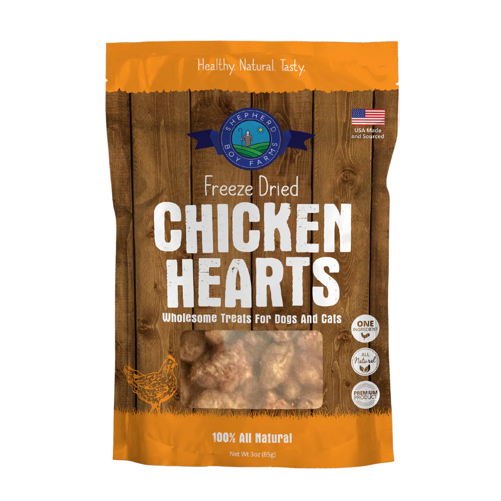 Freeze-Dried Chicken Hearts 3oz | Shephard Boy Farms