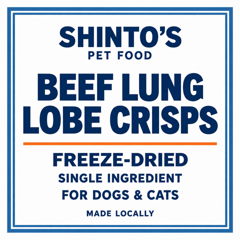 Shinto’s Beef Lung Lobe Crisps generic label — freeze-dried single-ingredient treats for dogs and cats