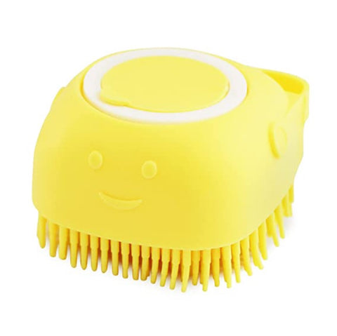 Silicone Pet Shampoo Brush – Gentle Bath &amp; Grooming Scrubber - Yellow