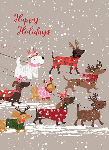 Calypso Cards Dog Walkies Holiday Greeting Card
