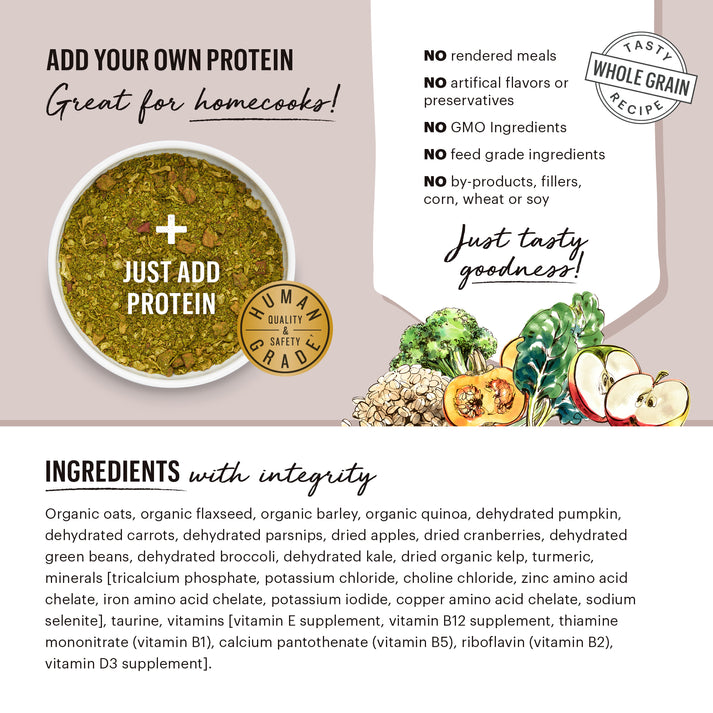 The Honest Kitchen Whole Grain Base Mix – Veggie & Fruit Meal Mixer for Dogs