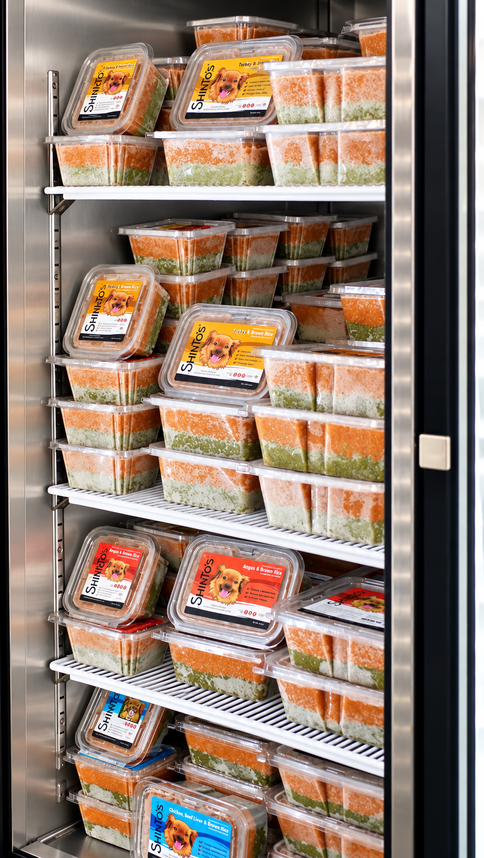 Prepared Shinto’s meals stocked in a retail freezer